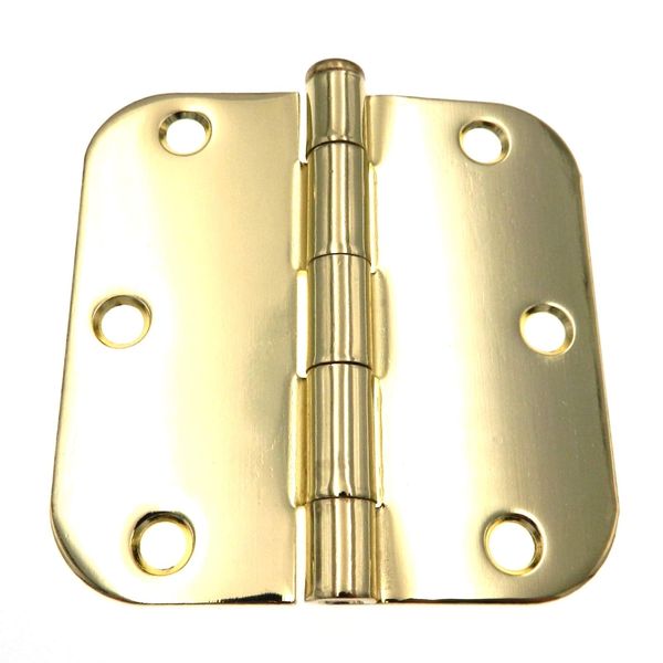 3 Pack Warwick 3 1/2" Door Hinges 5/8" Radius Corner Polished Brass DA3012PB