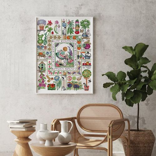 ITSTITCH Stamped Cross Stitch Kits - Full Set of Embroidery for Beginners or Adults,14 CT 2 Strands DIY Garden Patterns Counted Arts Craft 40×49 cm