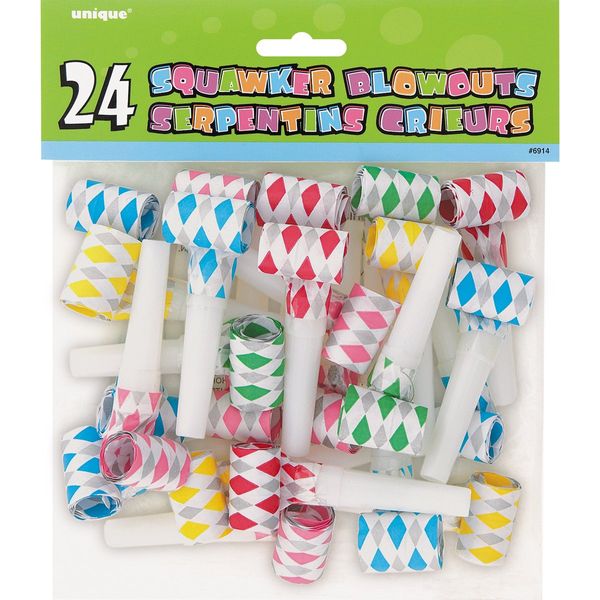 Diamond Squawker Party Blowers, Assorted 24ct