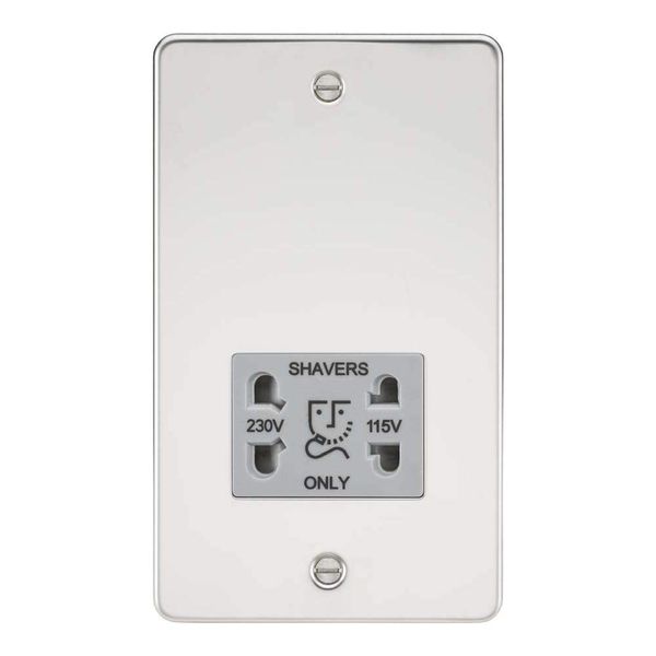 Knightsbridge Flat Plate FP8900 Shaver Socket, Polished Chrome