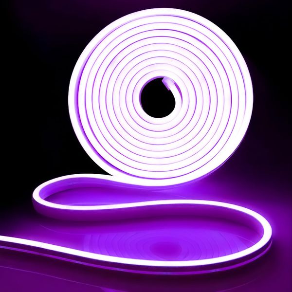 iNextStation Neon LED Strip Lights 16.4ft/5m Neon Light Strip 12V Silicone LED Neon Rope Light Waterproof Flexible LED Lights for Bedroom Party Festival Decor, Purple (Power Adapter not Included)