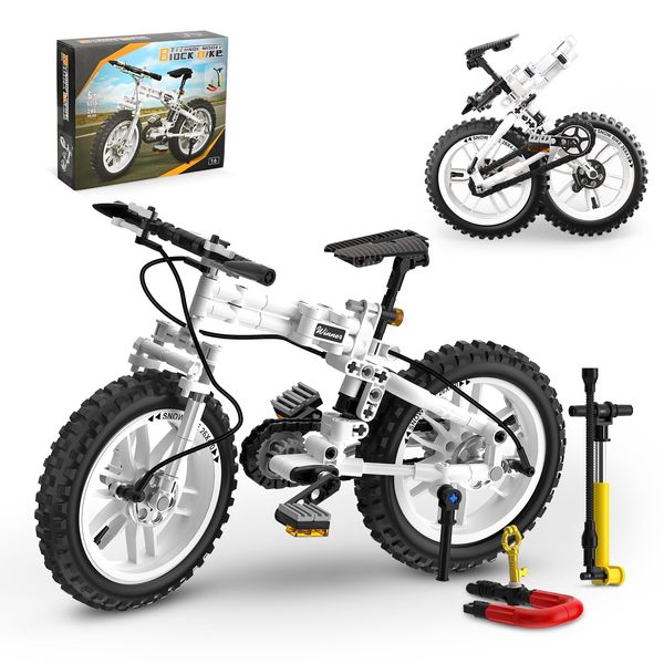 Foldable 1:6 Bicycle Building Blocks Set for Boys 6-10, Compatible with Lego Technic Motorcycle, Mountain Bike Building Kit STEM Educational Dirt Bike Stunt Bike Building Toys Gift for Kids (246 PCS)