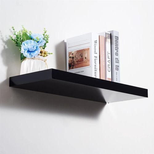 Roseley Set of 3 Floating Shelves 30 x 23cm High Gloss Wall Mounted Boards No Visible Bracket Fixings Included [Black]