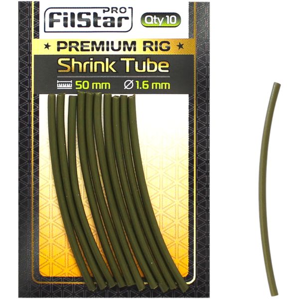 PRO Filstar Angeln Schrumpfschlauch Set 10 x 50 MM, Dia 1.6MM - Anti Tangle Sleeves für Futterkorb - Hülse für Angelhaken mit Vorfach - Carp Fishing Line Aligner - Karpfen Zubehör - Method Feeder