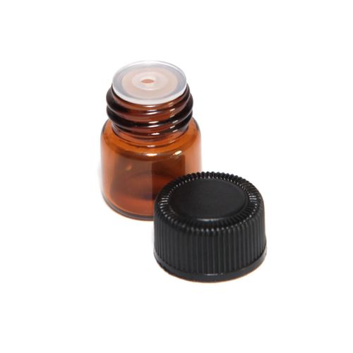 TOPWEL 100pcs (1/4 dram) 1ml Amber Glass Essential Oil Bottle with Orifice Reducer and Cap (100)