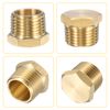 Sourcing Map 2Pcs Brass Hex Head Plug Cap Fitting, 1/2" NPT Male, Gold