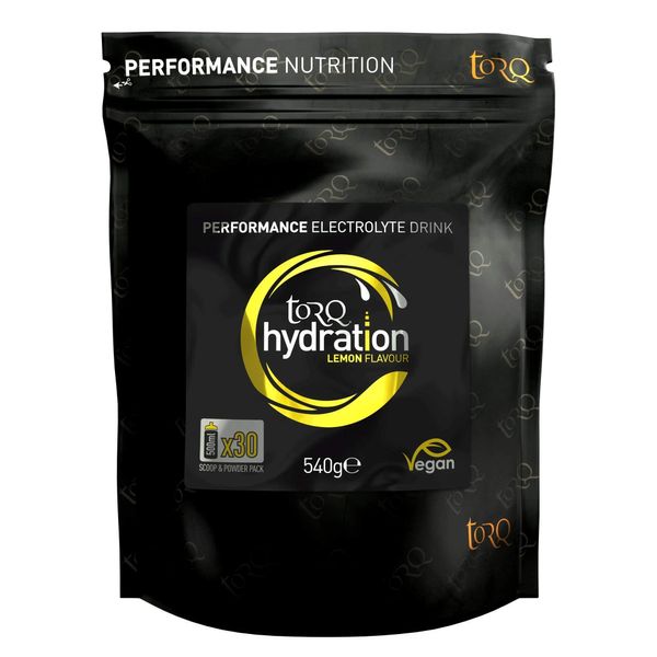 Torq Hydration - Lemon - Rapid Rehydration Electrolytes Powder Hypotonic Profile Running , Cycling , Sports Hydration Drink - 30 Servings - 540g