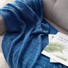 BOURINA Textured Solid Soft Sofa Throw Couch Cover Knitted Decorative Blanket,Royal Blue, 127x152cm