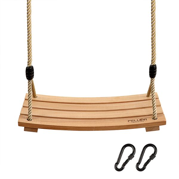 Pellor Wood Tree Swing Seat,Indoor Outdoor Rope Wooden Swing Set for Children Adult Kids 17.7x7.9x0.6 inch