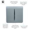 Trendi Switch Fan Isolator 10A Triple Pole Chrome Rocker Switch in Cool Grey