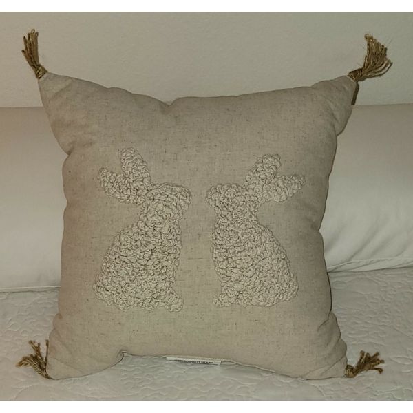 New Easter Bunny Pillow Accent  17 X 17" Rabbit Spring 
