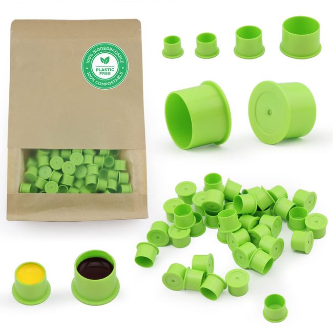 Tattoo Ink Caps Biodegradable [ I AM NOT Plastic ] 200pcs PLA Green Tattoo Ink Cups Caps Small#11mm Medium#13mm Large#17mm Extra Large#25mm for Tattoo Permanent Makeup,Tattoo Accessory (17mm-100pcs)