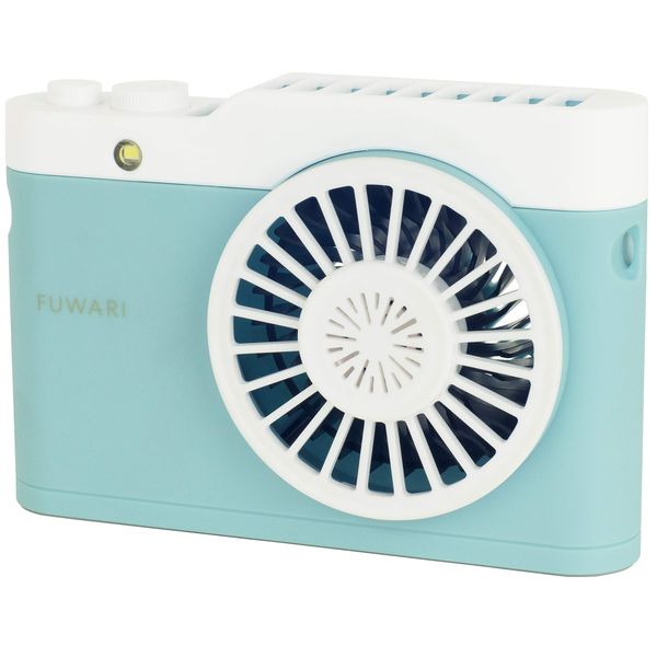 Yamazen YH-CM20(WA) Handy Fan, Portable Fan, Neck Type, Camera Type, Heatstroke Prevention, Handsfree, FUWARI Mini USB Fan, Aroma Oil Compatible, Strap Included, For Children, White x Blue