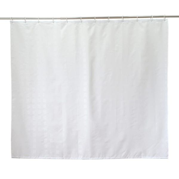 YISURE White Textured Short Shower Curtain, Small Shower Curtain for Bathroom Tub, Waterproof Fabric Shower Curtain with Weighted Bottom and Plastic Hooks 71" W x59 L /180 W x 150 Lcm