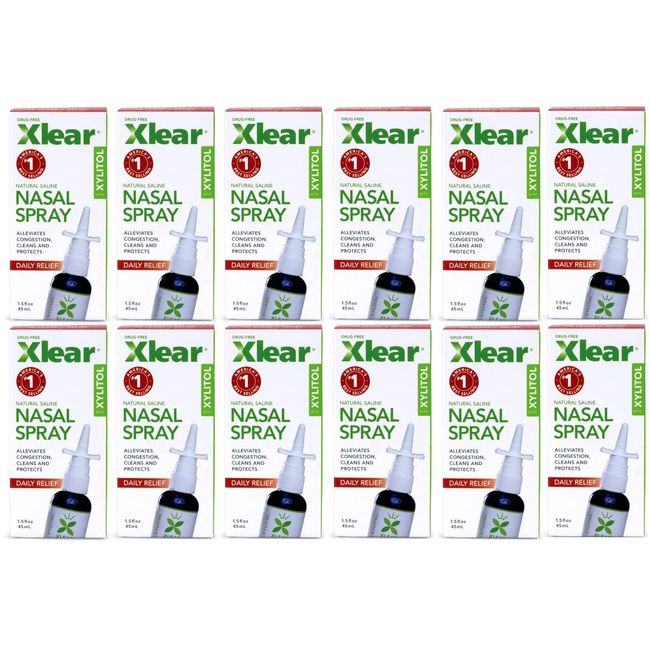 XLEAR Natural Saline Nasal Spray Fast Relief 1.5 oz 12 PACK