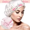 3 PCS Shower Cap for Women - Large Reusable Waterproof Shower Bath Caps,Double Layer Hair Cap Hat for Long and Thick Hair EVA Lined,Shower Cap for Women Men Ladies Spa Salon (White+Pink+Purple)