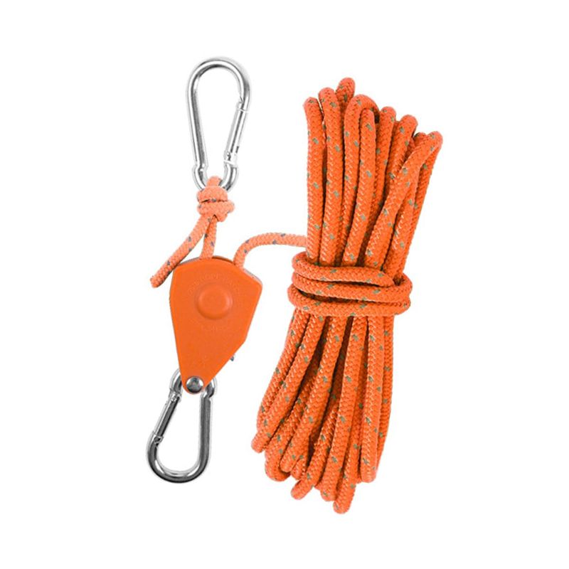 NUZAMAS Set of 2 Reflective Camping Rope 4m Tent Guy Ropes with Pulley ...