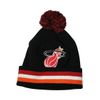 Mitchell & Ness Miami Heat Blackout Cuffed Pom Knit Beanie Hat/Cap
