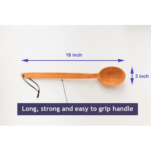 ECOSALL Heavy Duty Large Wooden Spoon 18-inch, Long Handle Cooking Tool With a Scoop. Nonstick Big Spoon for Stirring Mixing Cajun Crawfish Boil Wall Décor. Super Strong Sturdy Giant Hardwood Untesil