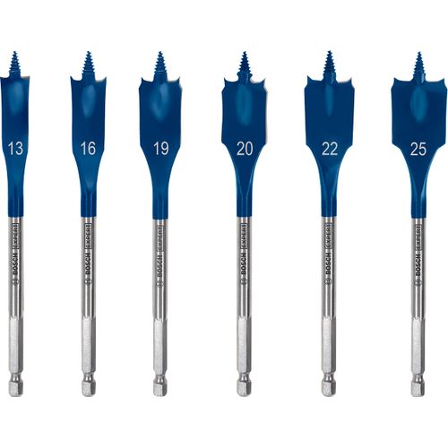 Bosch 6x EXPERT Self Cut Speed Spade Drill Bit Set (for Softwood, Particleboard, Ø 13-25 mm, Professional Accessory Rotary Drill/Drivers)