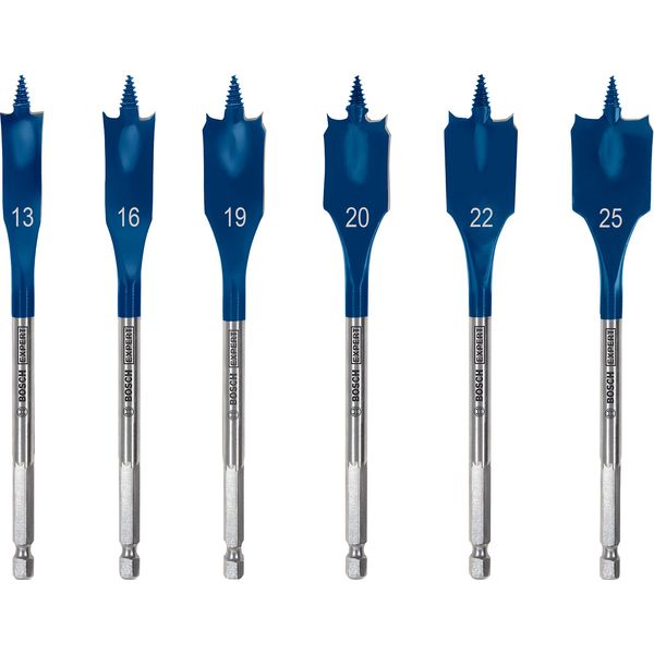 Bosch 6x EXPERT Self Cut Speed Spade Drill Bit Set (for Softwood, Particleboard, Ø 13-25 mm, Professional Accessory Rotary Drill/Drivers)