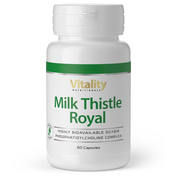 Mariendistel Kapseln Hochdosiert, Milk Thistle Royal 160 mg, hohe Bioverfügbarkeit, Patentierter Extrakt mit Silybine 59,2 mg, 60 Kapseln, Vegan. Vitality Nutritionals by VitaminExpress