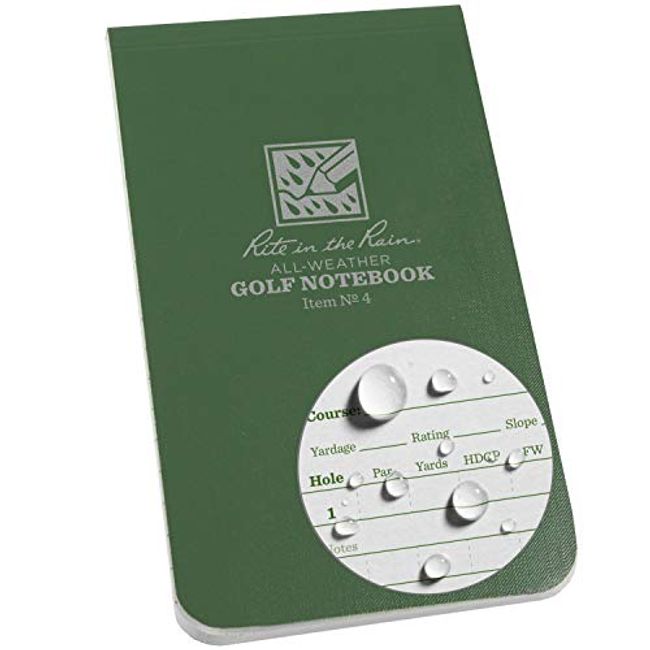 Rite in the Rain All Weather Golf Notebook, 3.5" x 6", Green Field Flex, Club Yardage Book & Hole Notes (No. 4)