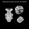 sourcing map M5 x 16mm Plastic Phillips Machine Screws with Nuts and Flat Washers, PC Flat Head Machine Bolts Transparent 20 Sets