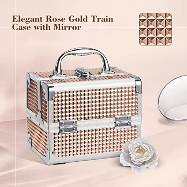 Makeup Train Case Cosmetic Organizer Case Large Portable Makeup Box 6 Trays  Professional Makeup Storage Organizer Box Make Up Carrier with Lockable