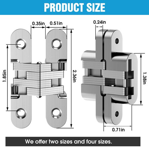 Pisman Invisible Door Hinge,180 Degree Heavy Duty Zinc Alloy Concealed Cabinet Hinges Silent Smooth Operation Supports 15KG/33lb for Kitchen Wardrobe Furniture (White, 0.63"-2.76") 2PCS