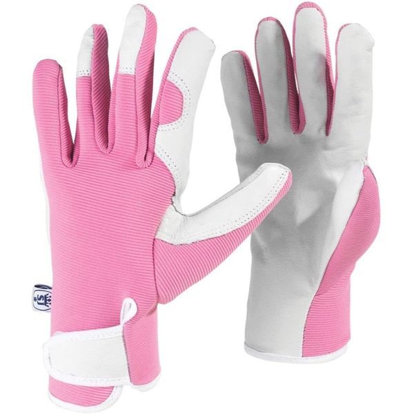 Spear & Jackson LSGLOVESKEW Kew Gardens Collection Ladies Small Leather Palm Gardening Gloves - Pink