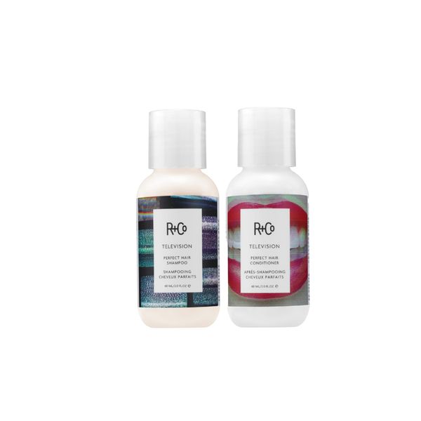 R+Co | Travel Sized | Television Perfect Shampoo and Conditioner Set for Preserving Color Treated Hair | Anti Frizz + Repairs + Nourishes | Vegan + Sulfate-Free | Set of 2