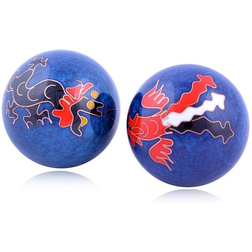 Feng Shui Chinese Health Balls Blue with Phoenix and Dragon 1.5"