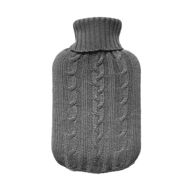 Hot Water Bottle Knitted Cover, Grey Knitted Insulator, Hot Water Bag for Pain Relief, Great Gift for Women, Soothes Muscles, Cover only (Hot Water Bottle not Included) - By TRIXES