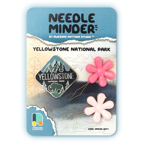 Awesome Pattern Studio Needle Minder Set - Yellowstone Magnetic Needle Minder + 2 Needle Threaders. Enamel Pin for Cross Stitch, Embroidery and Craft
