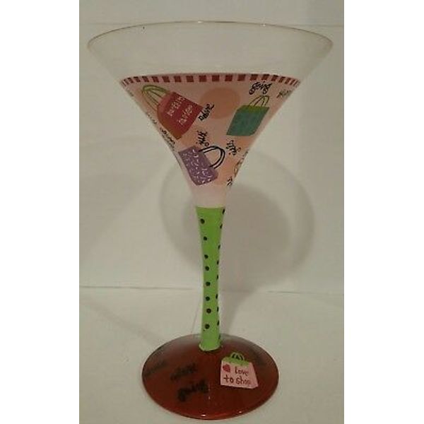 Martini Glass Hand Painted love to Shop Shopping Bags