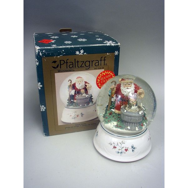 Santa Claus Snowglobe by Pfaltzgraff In Original Box Plays "I'll Be Home For Chr