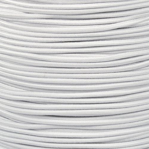 Paracord Planet 1/8-Inch Shock Cord for Replacements, Repairs, and Outdoors – White (10 ft)
