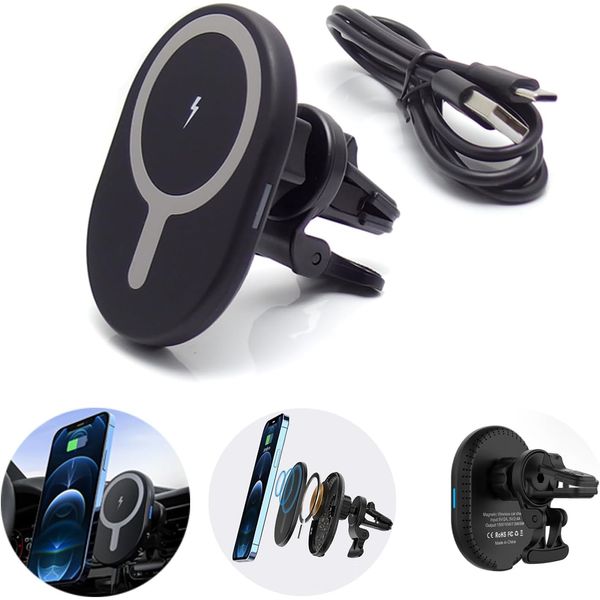Toyota Prius 60 Series/MXWH61/MXWH60/MXWH65/ZVW65/ZVW65 Smart Phone Holder/Smartphone Holder, Wireless Charger, MagSafe, Compatible with Car Navigation Displays and Drive Recorders, Magnetic Fixing,