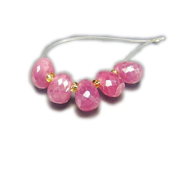 Stone Town Ruby Natural Stone Dew Drop Mirror Cut A Grade approx. 8x6 mm 5 Drop Set Earrings Material