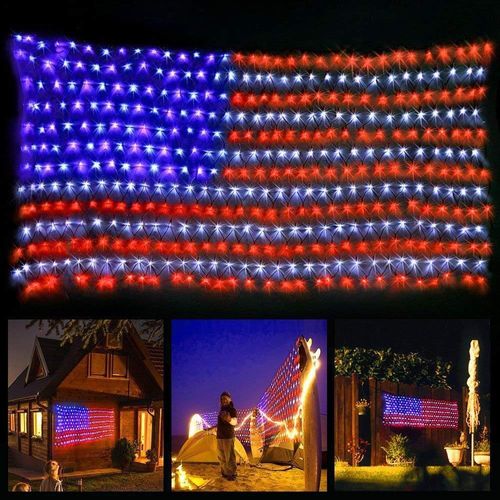 American Flag Lights Outdoor Solar Powered,420 Super Bright LEDs,6.5ft x 3.28ft,Memorial Day Decorations of The United States for Independence/National/Memorial Day,July 4th,Christmas Decoration