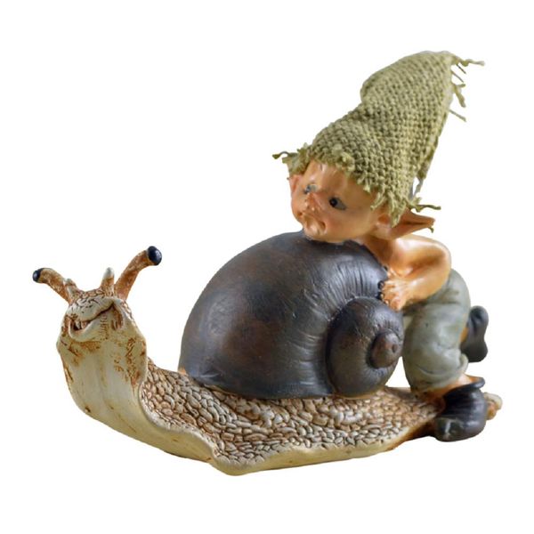 Unbekannt Pixie - Kobold - SCHIEBT Schnecke - Droll - ZWERG - GNOM - DEKO - Figur