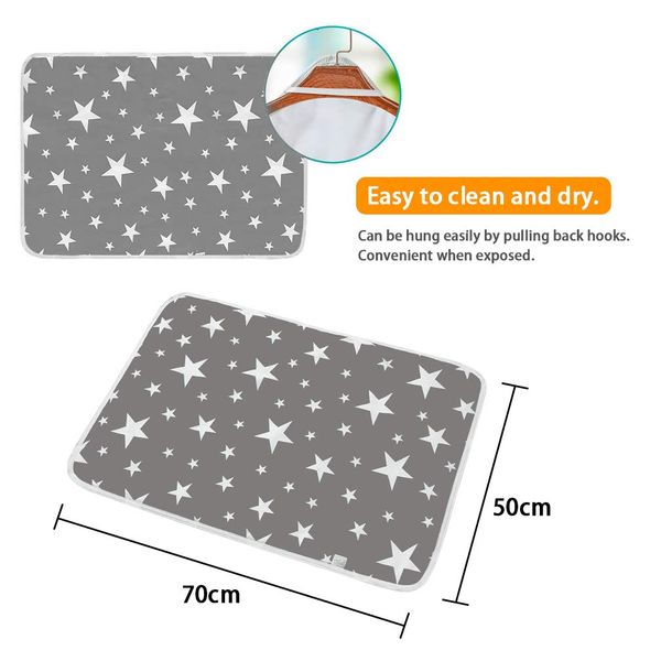 2 Pack Baby Waterproof Changing Mat SACONELL 19.6'' X 27.5'' Portable Nappy Change Mat Unisex Infant Diapering Sheet Protector Cotton Absorbent Sheet Bed Pads(2Grey)