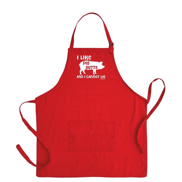 ThisWear Gifts For Dad I Like Pig Butts And I Cannot Lie Two Pocket Adjustable Bib Apron Red