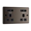 Black Nickel Double 13A Raised rounded Unswitched Screwed Socket with USB, x4 & Black inserts