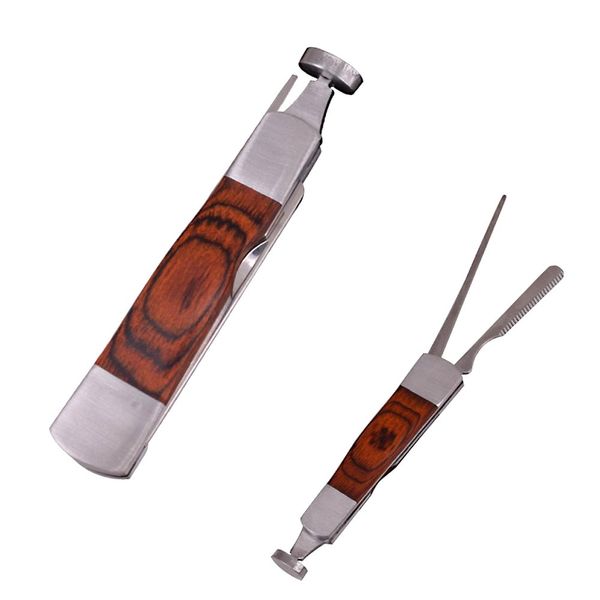 3in1 Red Wood Stainless Steel Smoking Pipe Cleaning Tool