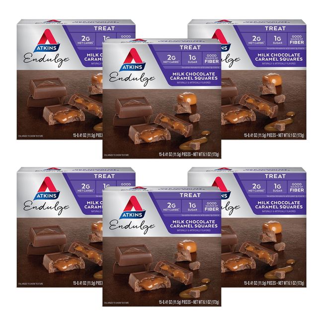 Atkins Endulge Treat Milk Chocolate Caramel Squares Keto Friendly 6/15ct Boxes