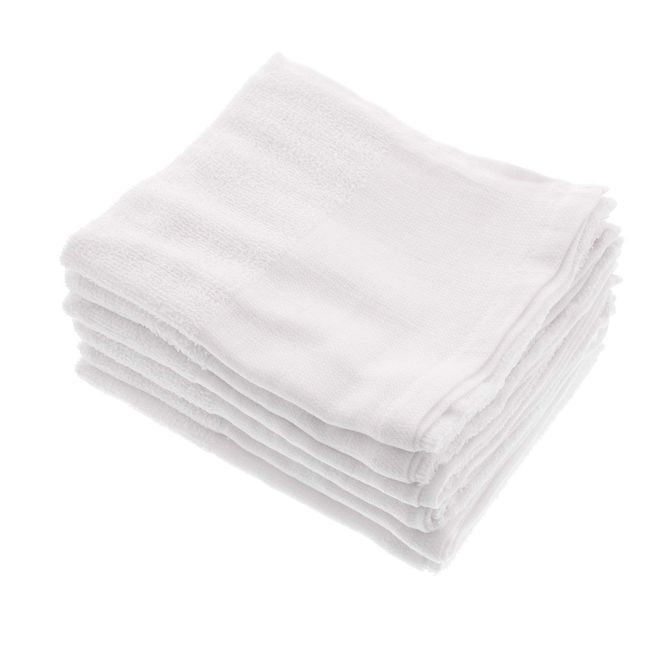 Plus One Towels, Set of 6, Face Towels, White, Approx. 13.4 x 33.1 inches (34 x 84 cm), Thin with Flat Ground