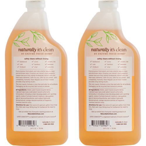 naturally it's clean Floor Enzyme Floor Cleaner | 24 Gallon Rinse Free Concentrate | 2 Pack