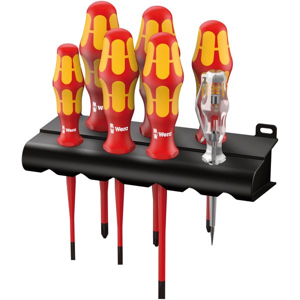 Wera 6480 Kraftform Plus VDE Slimline Screwdriver Set, Red, 7 Pieces